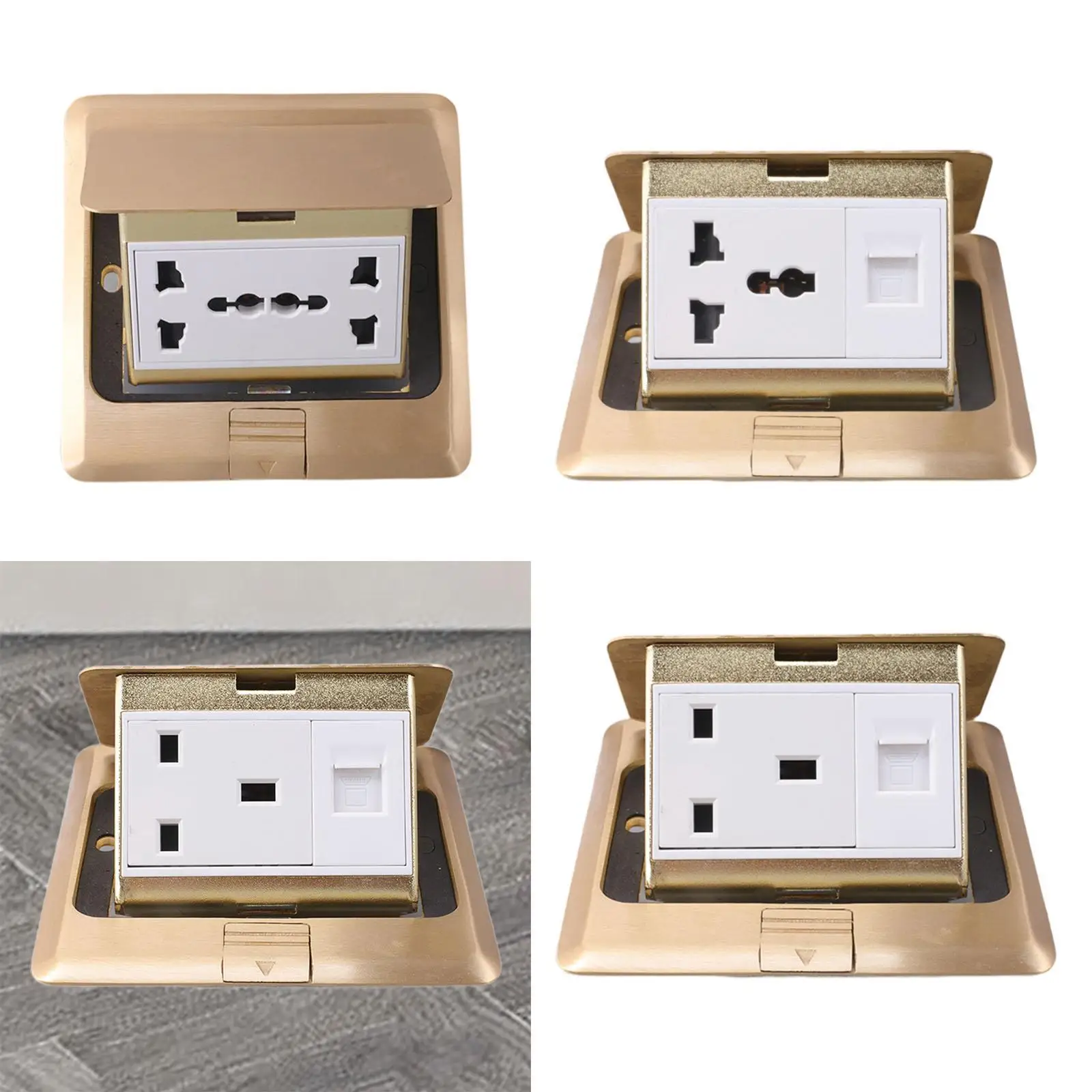 Floor Box Countertop Copper Weather Resistant Electrical Adapters Household Tamper Resistant Floor Socket Electrical Outlet Kit