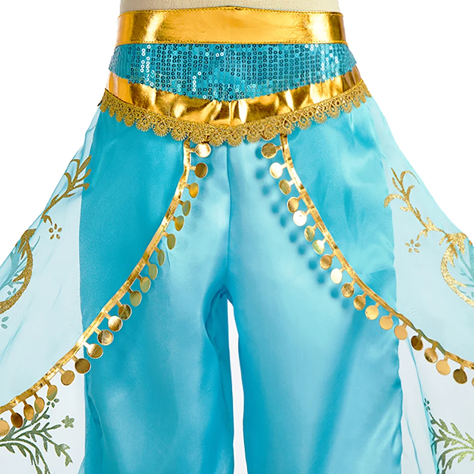 Kids Arabian Princess Dress Girls Halloween Jasmine Costume Children Carnival Cosplay Party Disguise Girl Sequins Pageant Outfit