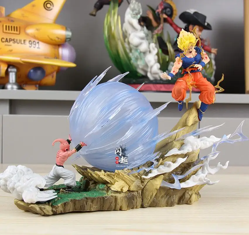 In Magazzino 19.5 centimetri Anime Dragon Ball Z Majin Bu Vs Son Goku Figurine Gk Statua Action Figures Collezione In Pvc Modello Giocattolo Per I Regali