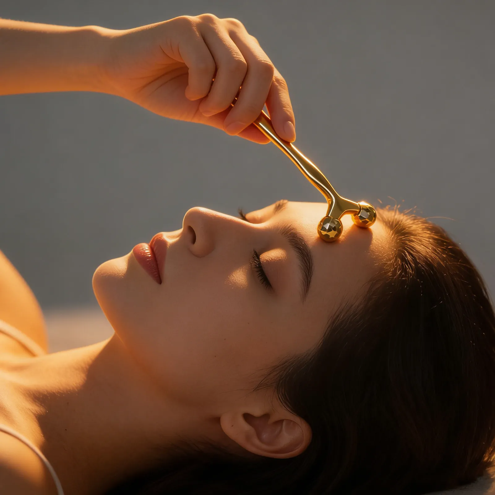 Facial Roller Dual-Ended Metal Gold Face Neck Massage Tool Double Sided Roller Manual Face Sculpting Lifting Skin Care