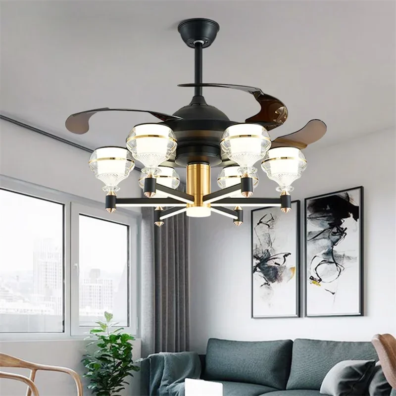 

DORIAN Ceiling Fan With LED Light Black Remote Control 220V 110V Home Decorative For Living Room Bedroom Restaurant