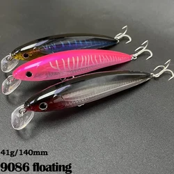 140mm 41g Trolling Floating Minnow Fishing Lure Laser UV Artificial Bait Wobblers Saltwater Long Casting Jerkbait Accessories