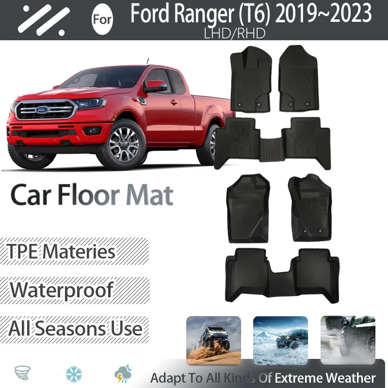 

Car Floor Mat For Ford Ranger T6 2019 2020 2021 2022 2023 Waterproof Foot Carpets RHD LHD Floor Covers Auto Interior Accessories