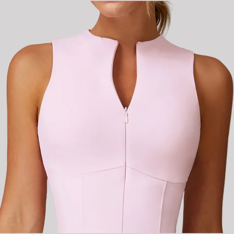 Gonna da tennis Sport Fitness Colletto rialzato Anti-luce Golf Badminton Abbigliamento da allenamento fitness casual Palestra Tuta da yoga per donna