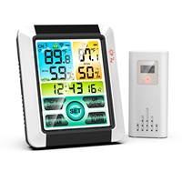 1 Set Indoor and Outdoor Wireless Temperature And Humidity Meter Color Large Screen Weather Clock LCD Touch Screen Display