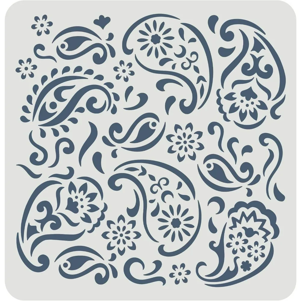 Paisley Stencil 11.8x11.8 inch Mandala Paisley Stencil Template Plastic Paisley Flowers Pattern Stencil Large Reusable Vintage