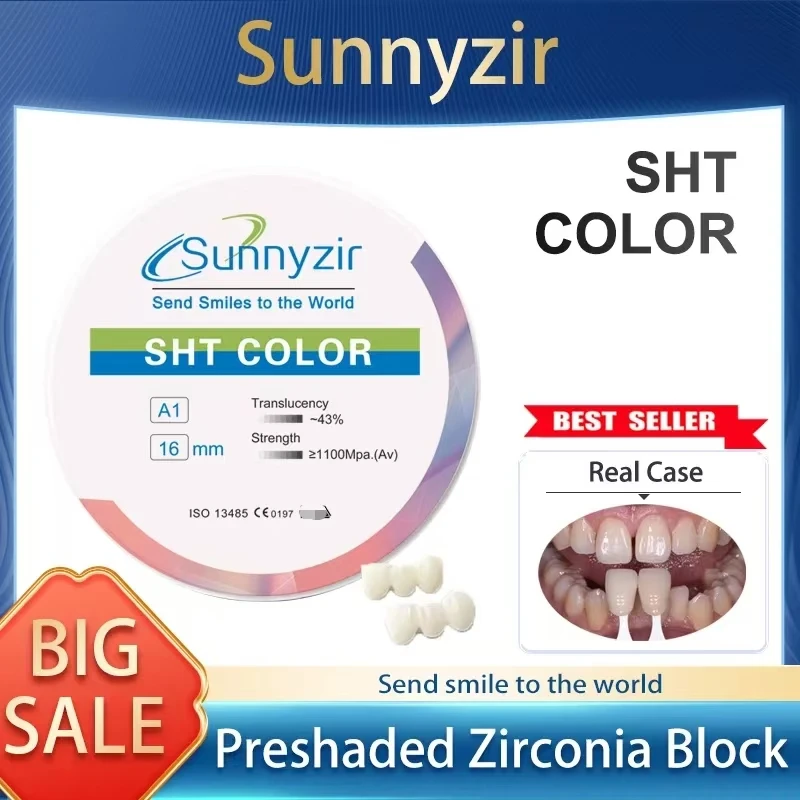 Sunnyzir Vita 16 Blech SHT Preshaded Dental Zirconia Block for Open/Amann/Zirkon System disco de zircônia Material in Dental Lab