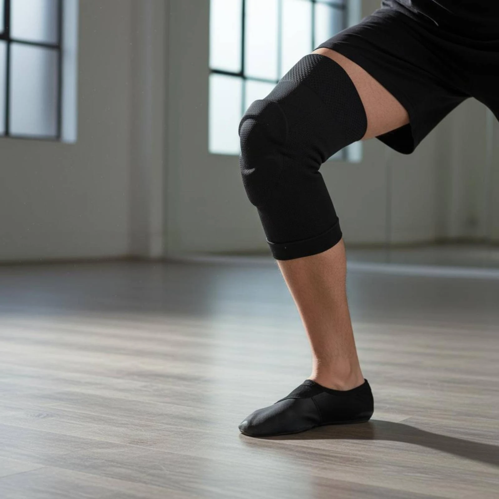 Padded Knee Support Sleeve Slip-on Open Patella Knee Sleeve Compression Leg Brace Ribbed Trim Breathable