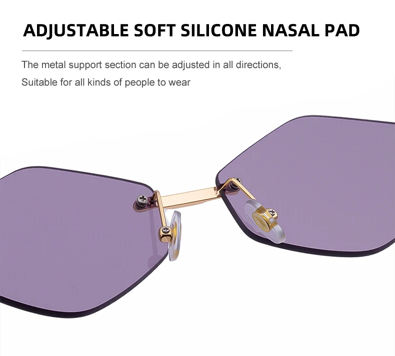 Randlose Polygon-Sonnenbrille für Damen 2026 Luxusmarke Mode Retro Sonnenbrillen Punk Sechseckige Brillen für Damen UV400 Outdoor-Sonnenbrillen – Detail 11