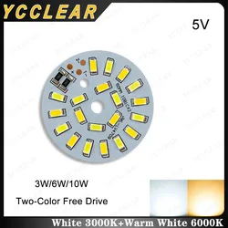 10 pz LED SMD5730 chip 10 W 5 V luce bianca calda doppio colore diametro 50mm lampada perlina sorgente luminosa per faretto fai da te da incasso