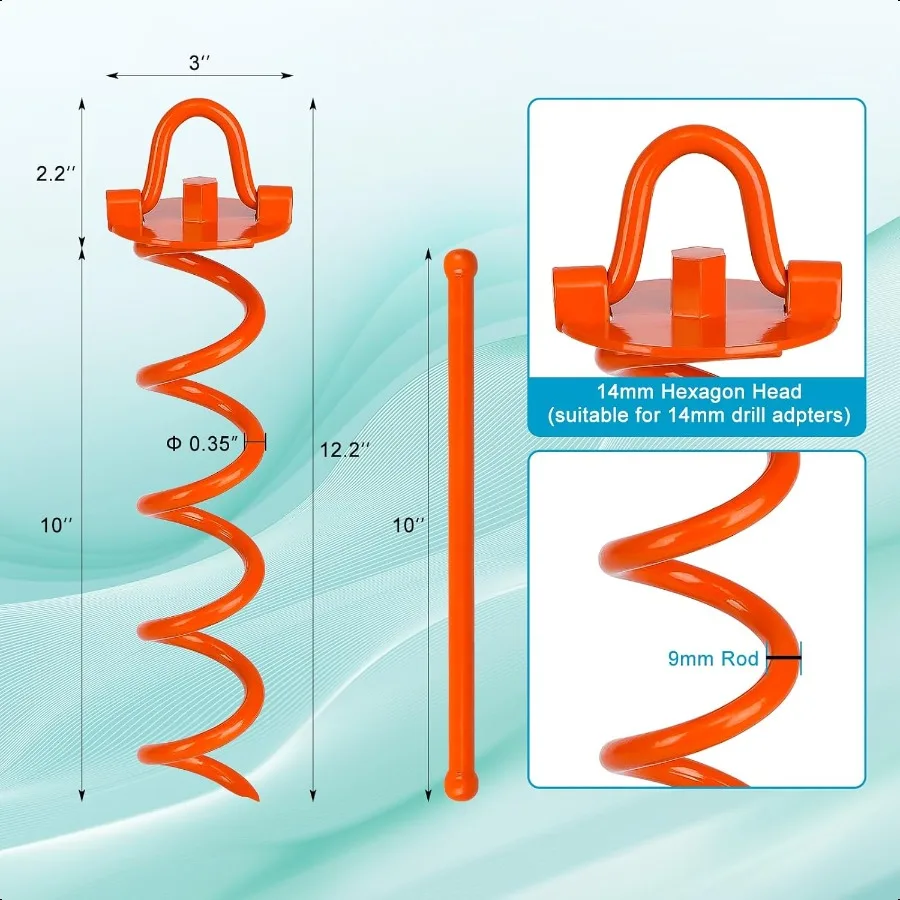 12,2-Zoll-Spiral-Bodenanker, robuste, einschraubbare Spiralpfähle, 4er-Pack, zusammenklappbare Ring-Bodenpfähle zur Sicherung von Hunden, Zelte, Tra