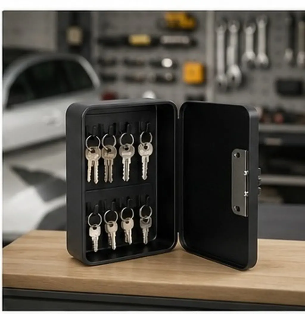 Secure Wall Mounted Key Storage Box Iron Plate Construction Large Capacity Key Organizer for Home Office Real Car Repair