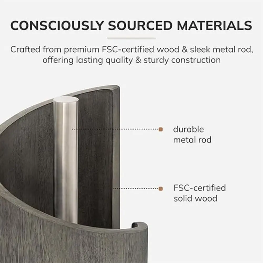 Porta asciugamani di carta in legno con base rotonda in legno di mango con supporto in ferro Porta asciugamani da appoggio Porta fazzoletti Decorazioni per la casa