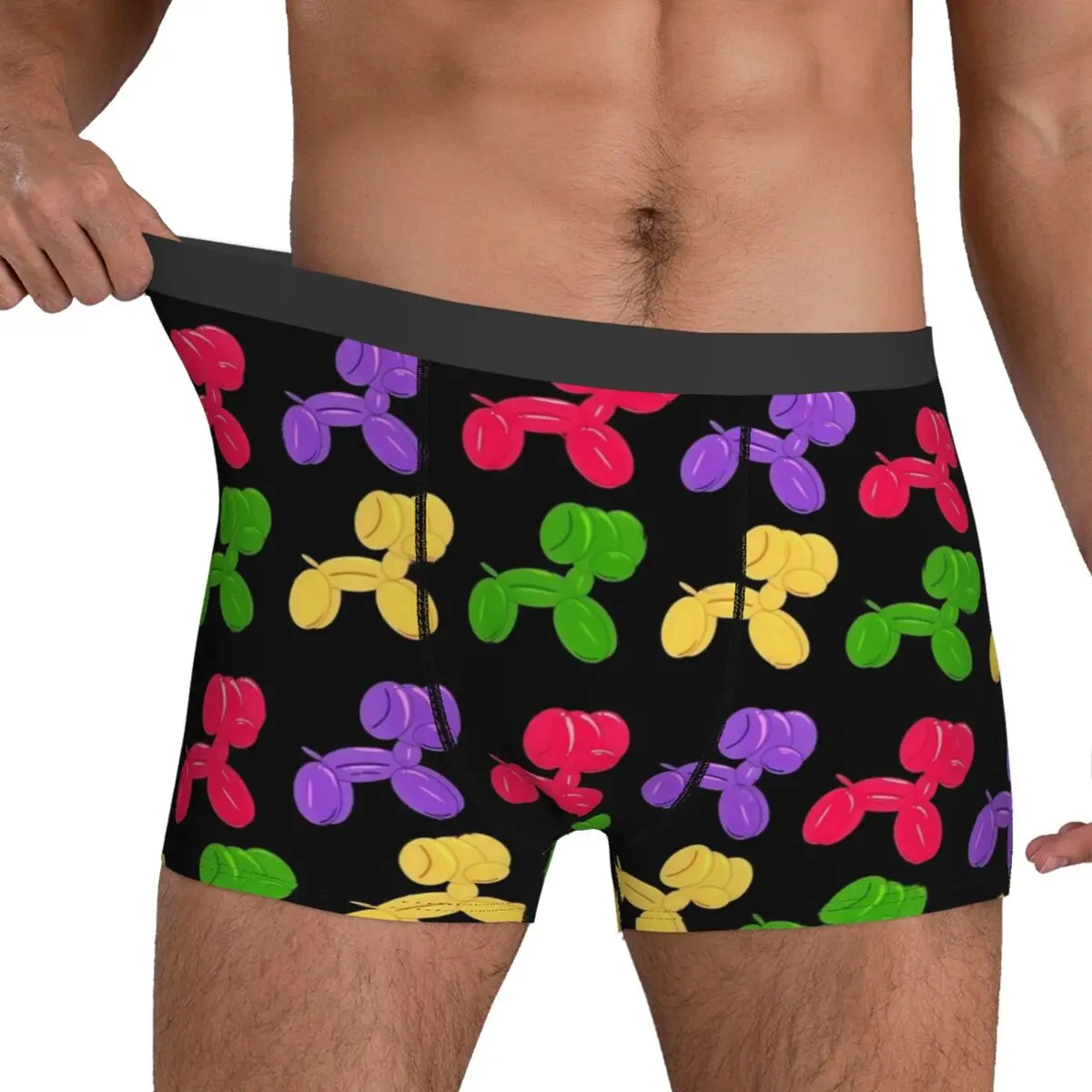 Balloon Dog Underwear Colorful Animal Printed Trunk Trenky Men Panties Breathable Boxer Brief Birthday Gift