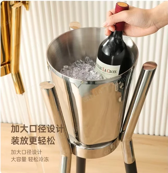 Bar with shelf, household ice bucket, wine bucket, stainless steel ice bucket, vertical light luxury champagne bucket