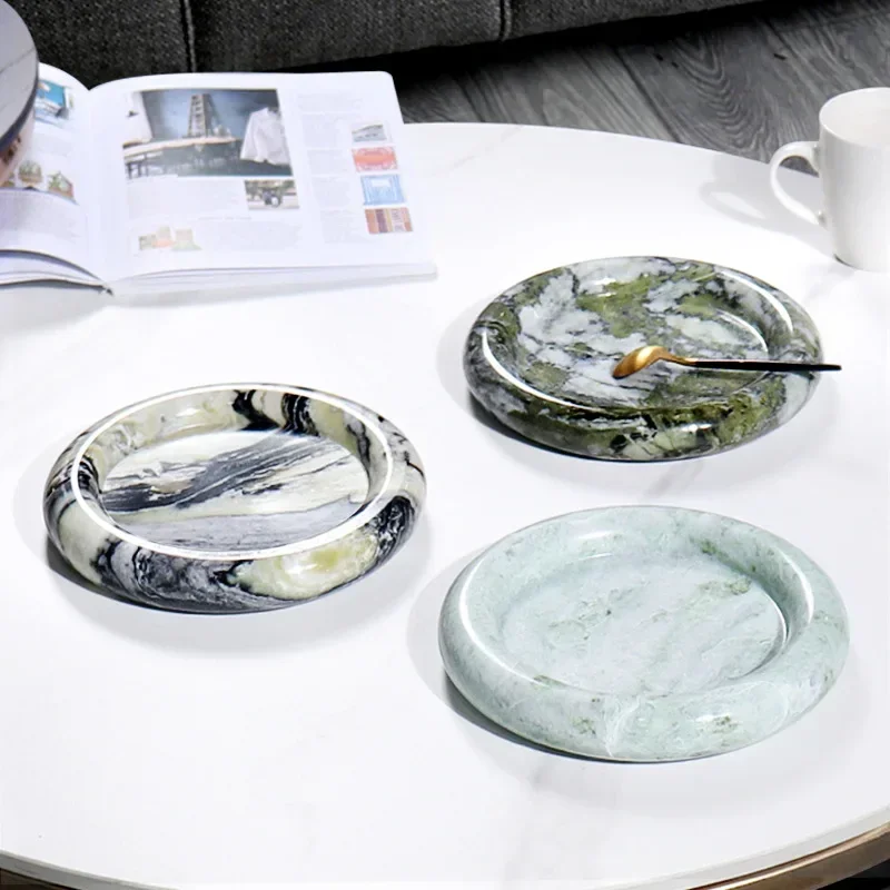 

Wabi-sabi Style Natural Marble Tray Dining Room Tabletop Fruit and Snack Tray Home Living Room Desktop Storage Home Decoration