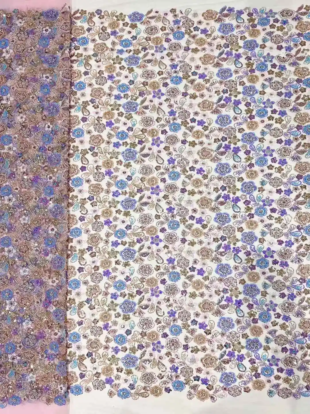 Latest French Tulle Beaded Lace Fabric 5 Yards 2024 High Quality Nigerian Women Dress Sequins Embroidery African Lace Fabrics