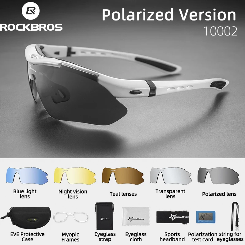 RockBros occhiali da ciclismo sport all\'aria aperta occhiali da sole da bicicletta polarizzati occhiali da vista occhiali da vista 5 lenti accessori