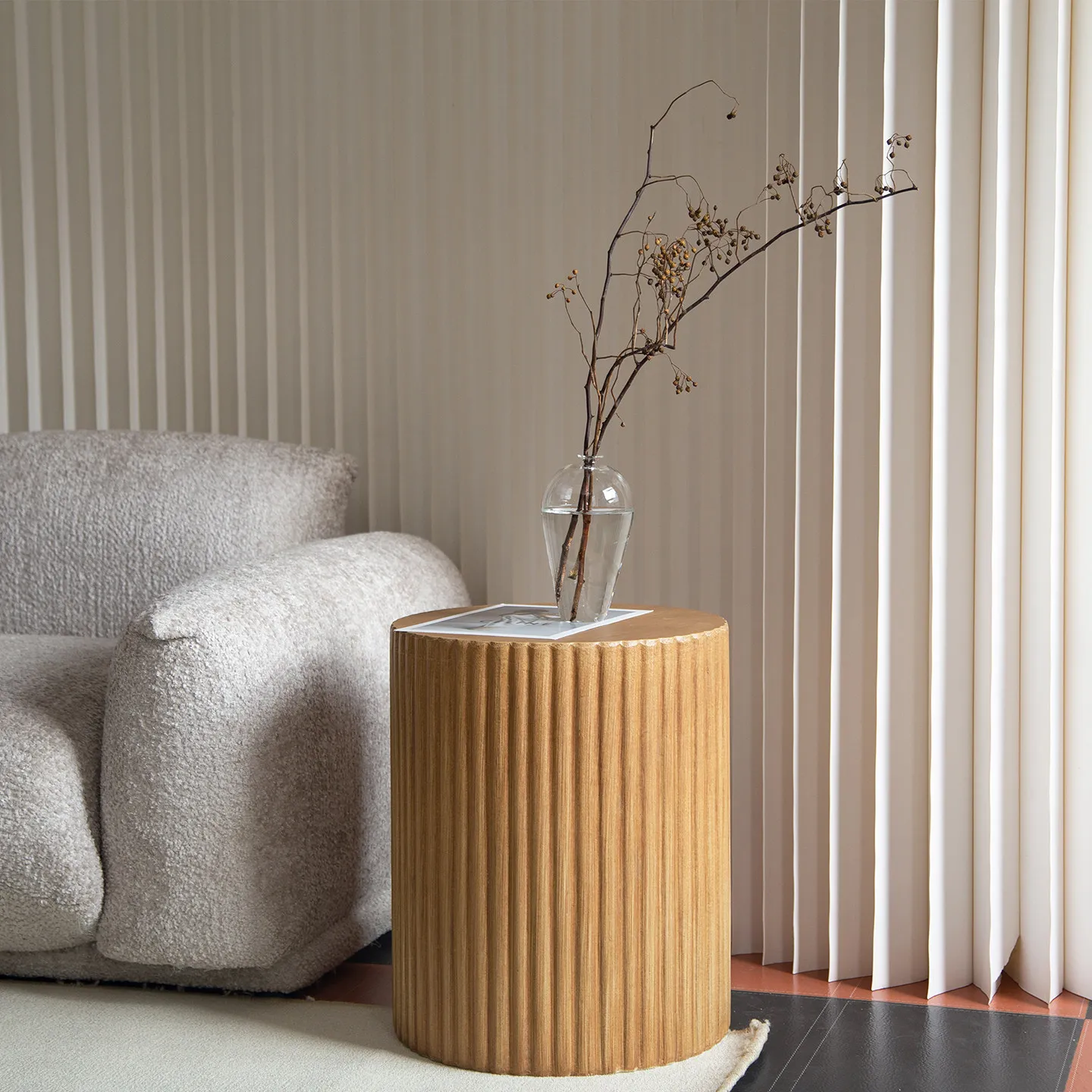 Vintage Designer Faux Magnesium Oxide Coffee Table - Round Stool Side Table for Homestay, Small Living Room & Balcony