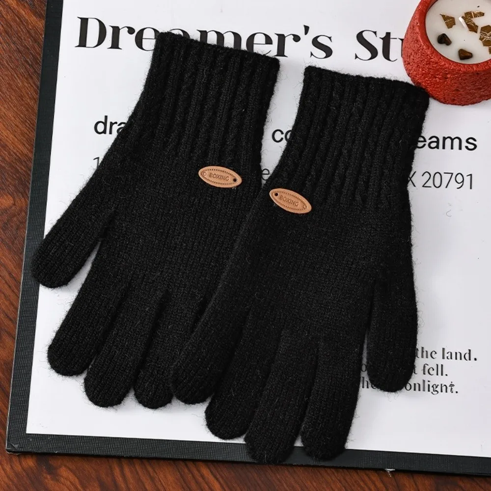 Stylish Polyester Cable Knitted Gloves Cold Proof Textured Warm Touch Screen Gloves Full Finger Winter Gloves Outdoor