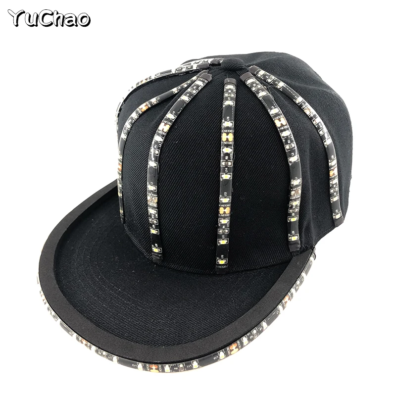 LED الهيب هوب قبعة نادي السفر أزياء مسرحية اكسسوارات الجدة هدية موضة كول العصابات القبعات لامعة قبعات البيسبول للرجال