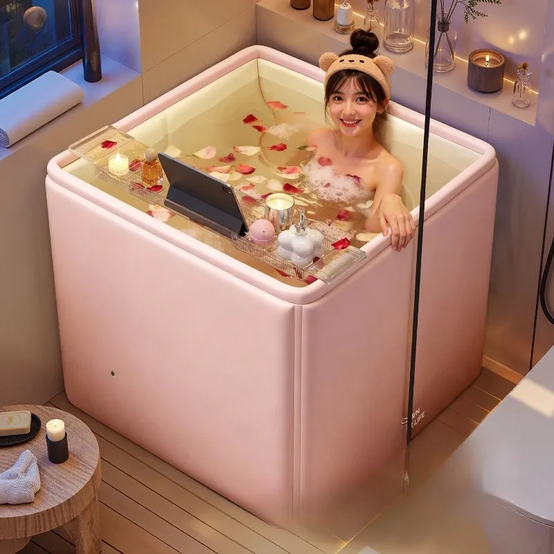 Installation-free square bath bucket household bath adult full body adult swimming bath thickened tub