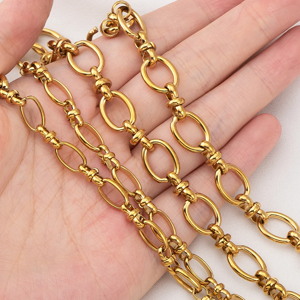 1M 0,5M Edelstahl Oval Chunky Knot Hip Hop Gliederketten DIY Schmuckherstellung für Männer und Frauen Punk Halskette Armband Zubehör – Detail 7