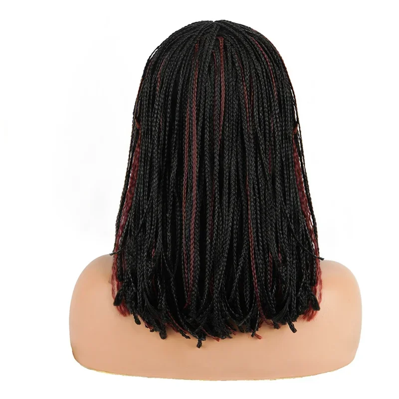 Nieuwe Bob Box Vlecht Pruik Synthetische Korte Drie Cornrow Gevlochten Pruik Voor Vrouwen Mode Stompe Pony Dreadlocks Gevlochten Pruik Dagelijks Gebruik