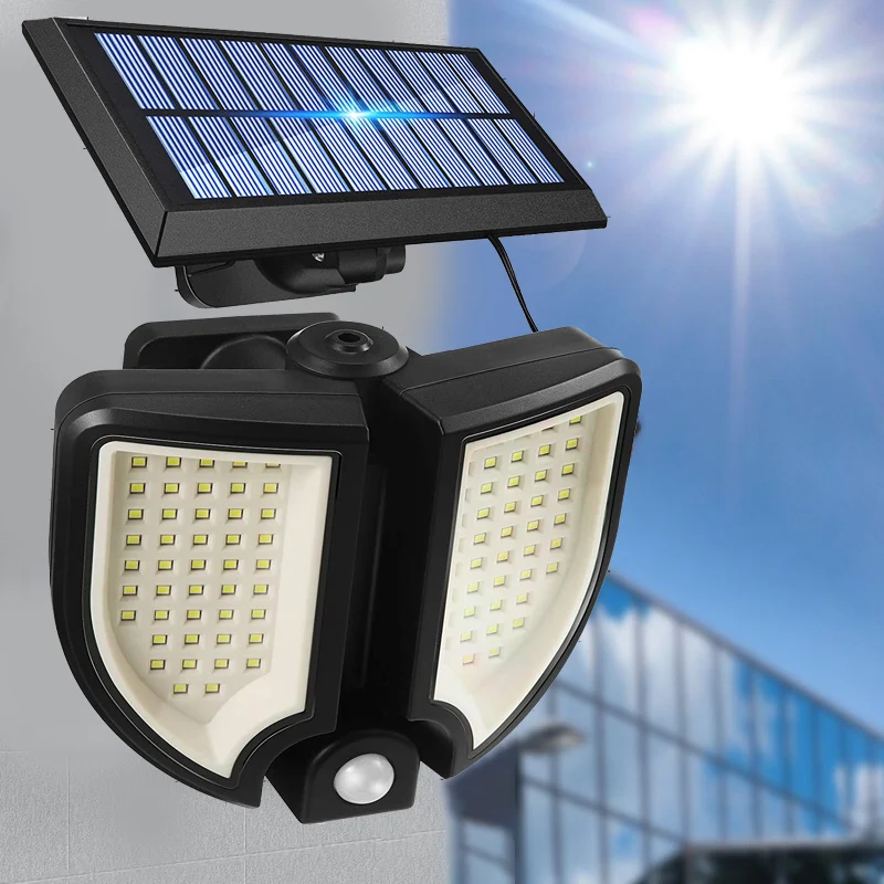 Solar Lights Outdoor Remote 90 LED Ultra Bright Sensor Lamp 300LM IP65 Waterproof Wall Light for Door Yard Garage Pathway Garden