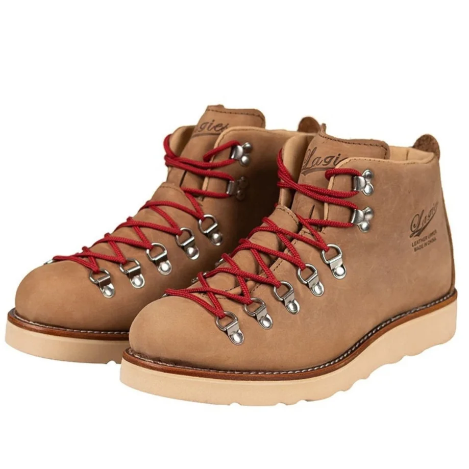 Vintage Men\'s Leather Ankle Boots – Retro Mountaineering Shoes, Genuine Leather, Lace-Up Outdoor & Casual Boots
