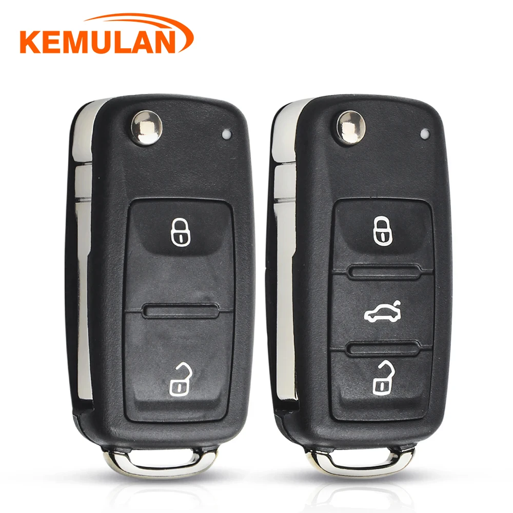 KEMULAN 2/3-Tasten Auto Klappschlüssel-Gehäuse für VW Volkswagen Golf Sagitar Polo MK6 Eos Jetta Beetle Up Tiguan Fob