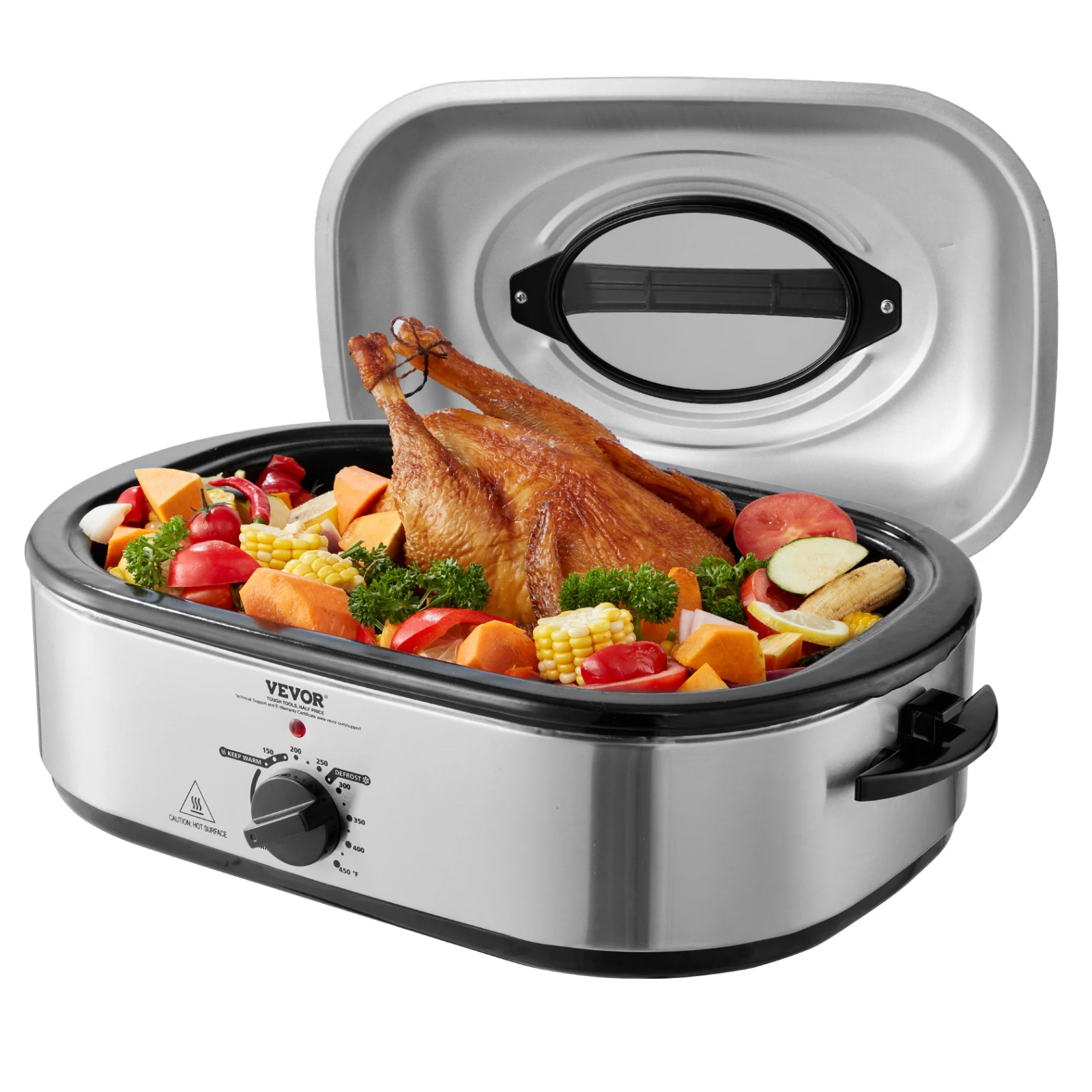 

SucceBuy 18 QT 24 QT Electric Roaster Oven Turkey Roaster Oven with Self-Basting Lid Roaster Oven with Defrost & Warm Function