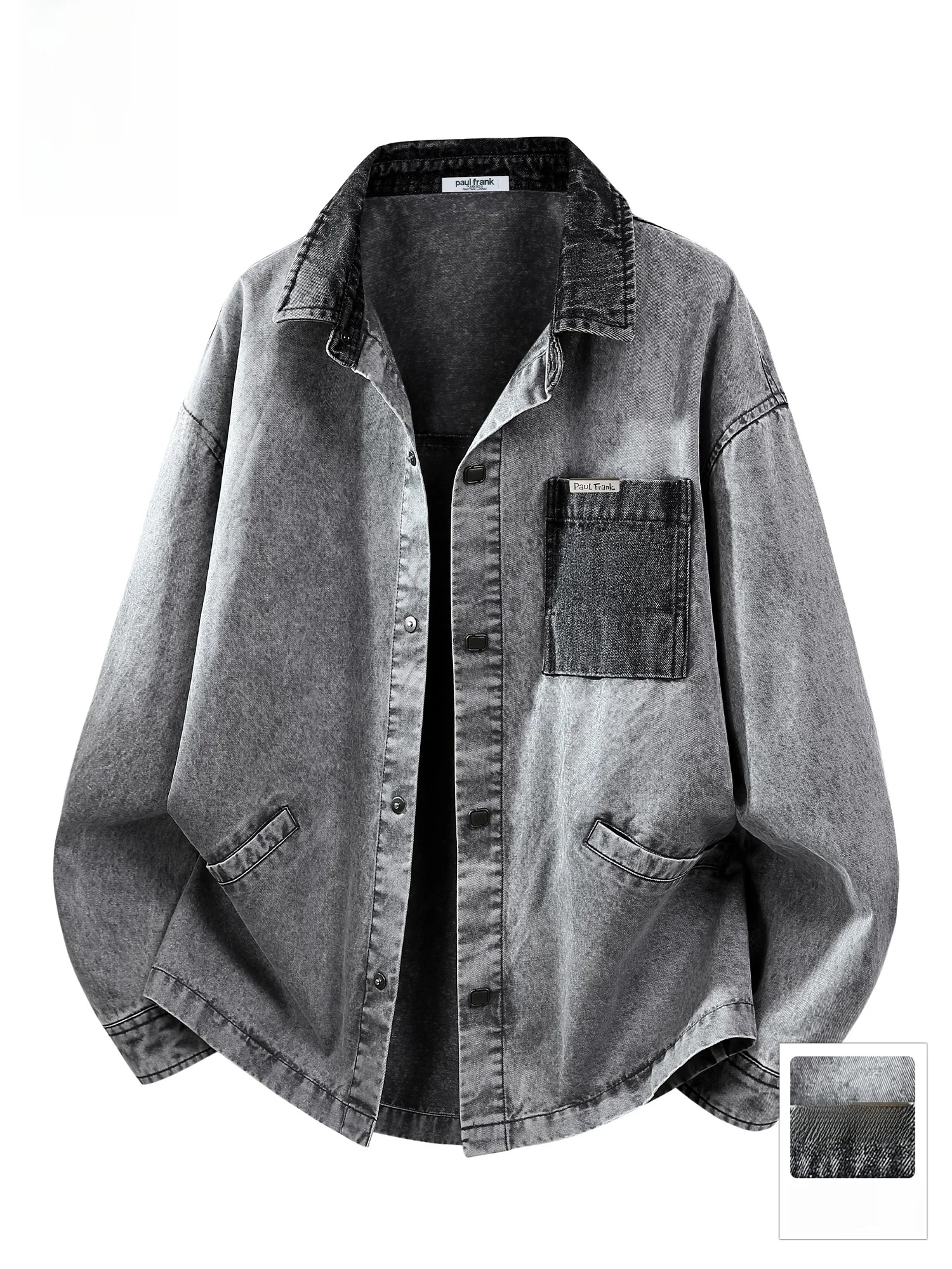 

PaulFrank Retro Collar Jaet Men's Casual Patchwork ket Contrast Color Autumn Winter Trendy Brand Leisure Outerwear