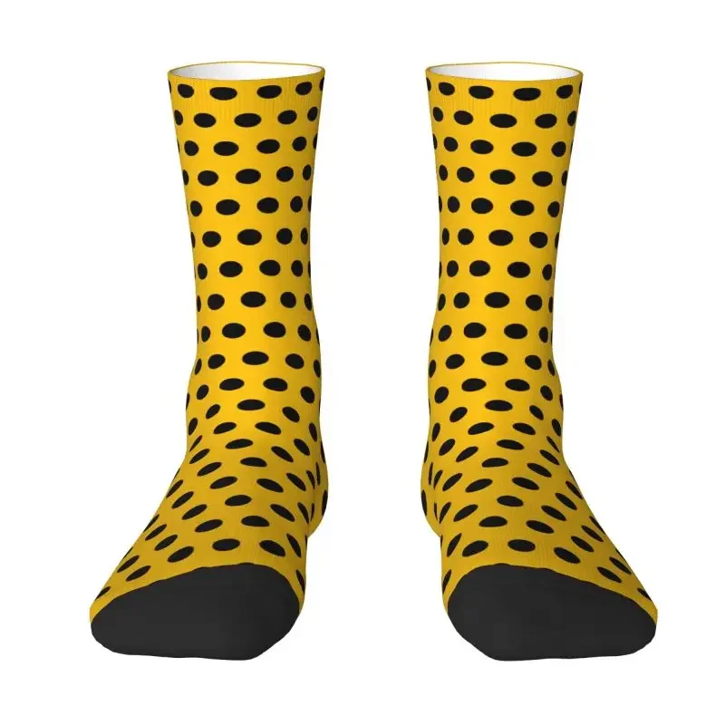 

Luxury Yellow And Black Polka Dot Mens Crew Socks Unisex Cool 3D Printed Dress Socks