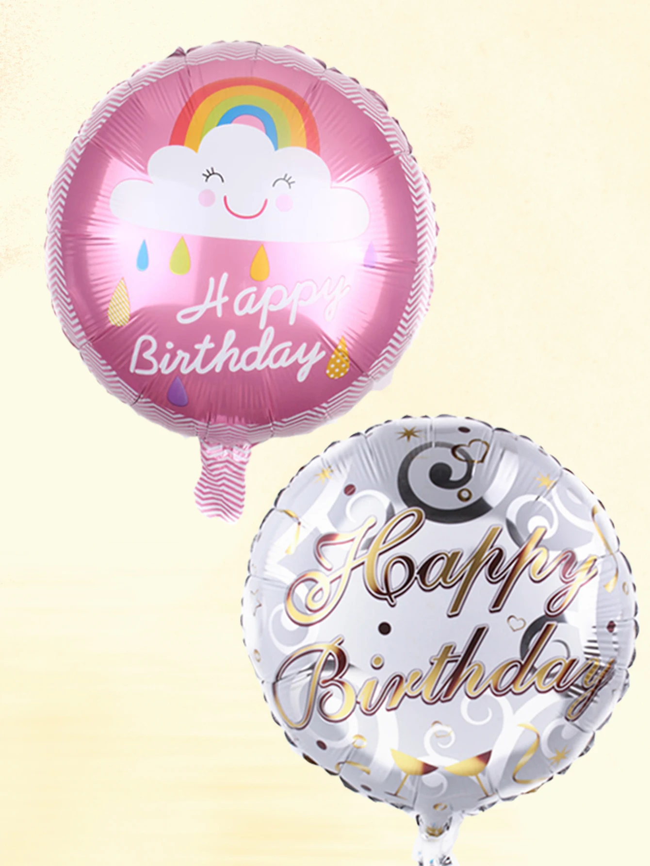 10 Stück 18 Zoll runde Happy Birthday Luftballons Set Geburtstag Party Dekorationen Geburtstagsthema Heliumballon Zufälliger Stil – Detail 4