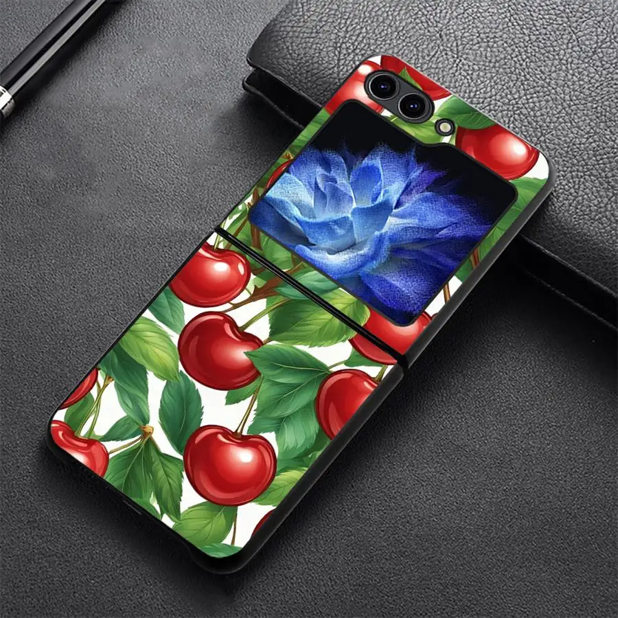 Cherry Fruit Pattern Case for Samsung Galaxy Z Flip 8 Flip7 FE Flip4 Z Flip 7 6 5 4 3 Flip3 Flip5 Flip6 Phone Shell Funda