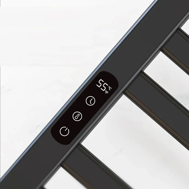 Smart Electric Heated Towel Rack, Heated Bathroom Towel Rail, Built-In Timer, Thermostatic Drying Towel Rack Black/White