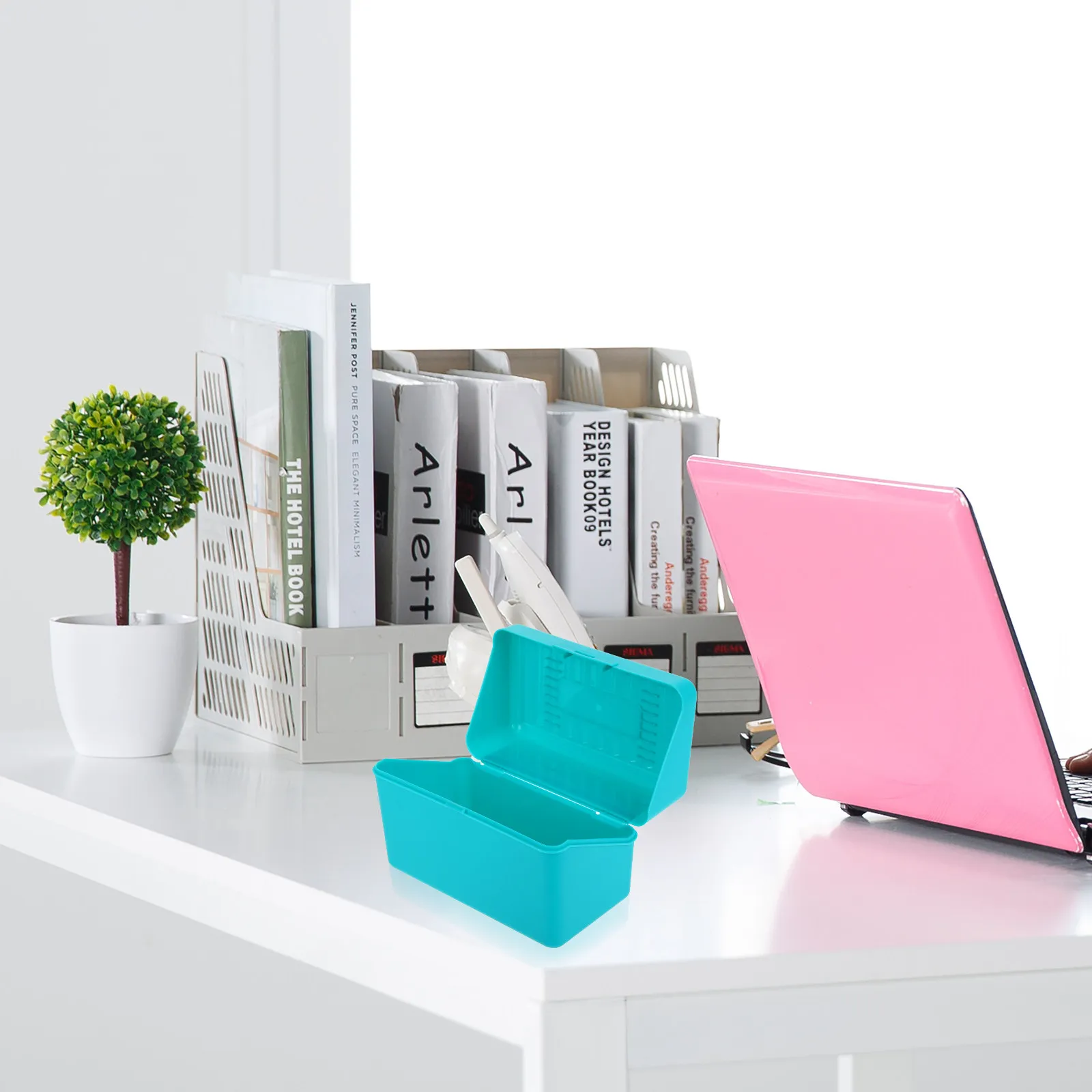 4Pcs Index Card File Box Thick Rigid Plastic Flash Card Organizer 3x5 Notecard Holder Desktop Storage Case for School Office