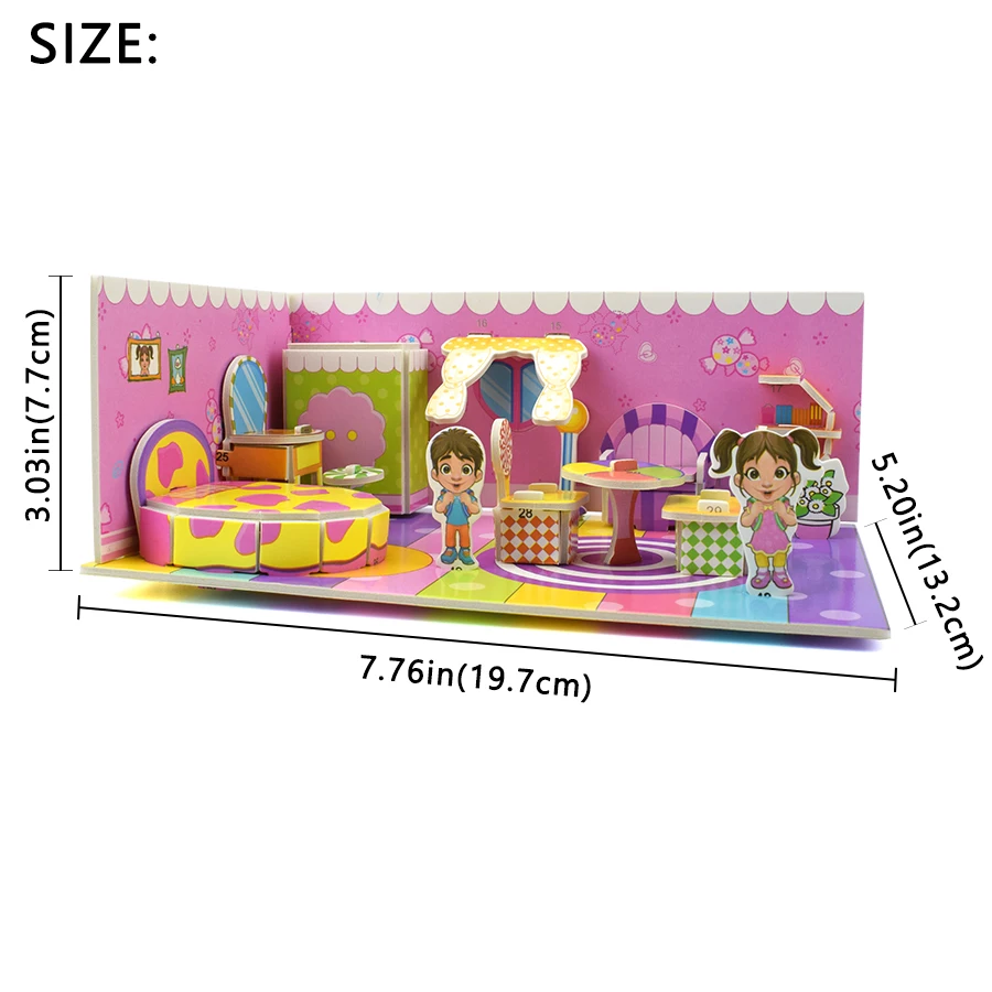 Kids Puzzle 3D Toys Girls Room Dream Pink DIY Kids Game Educational Building Puzzle Model Kit Toys for Children 3 Years Old Gift