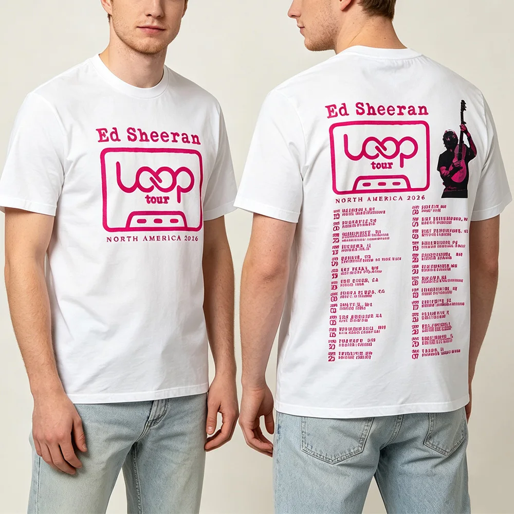 Ed Sheeran 2026 North America Tour T Shirts 2026 Loop Concert New Date Graphic Print Tee High Quality Cotton Top Unisex T-shirts