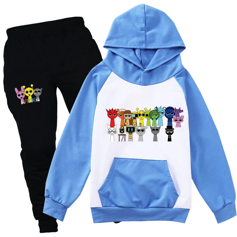 Music Sprunki Clothes Kids Horror Game Incredibox Hoodie+Jogging Pants 2pcs Sets Boys Autumn Tracksuit Toddler Girls Outfits