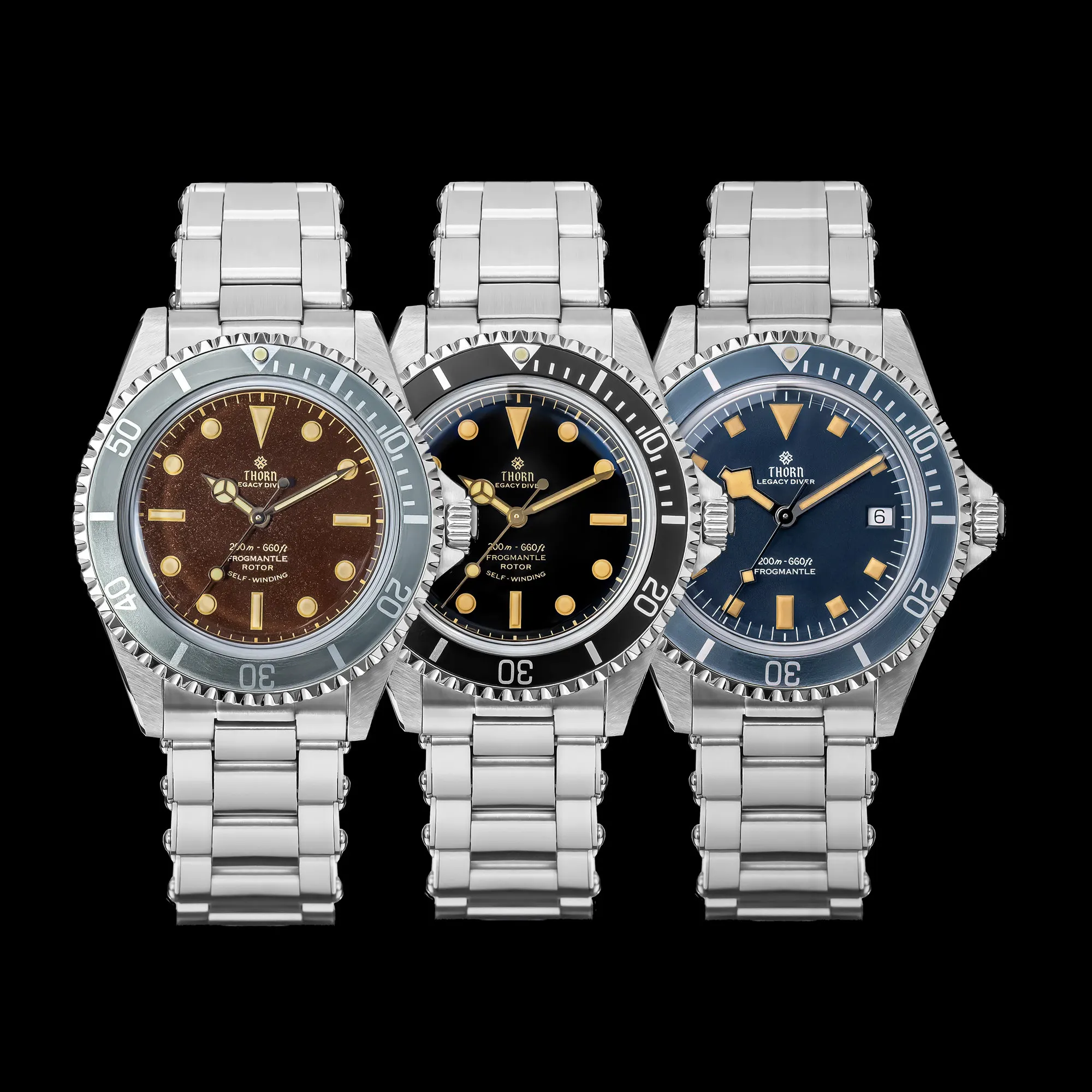 Thorn Men's Vintage Diver Watch V2 T023 40mm Blue Dial Sapphire Glass Aluminum Bezel PT5000 Automatic Movement 20Bar Waterproof