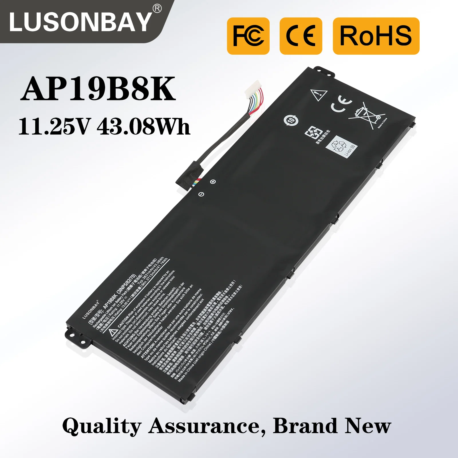 

LUSONBAY AP19B8K Laptop Battery for ACER Aspire A314 A315 A317 A315-23 A315-58 A317-52 A317-53 Series Laptop 11.25V 3831mAh