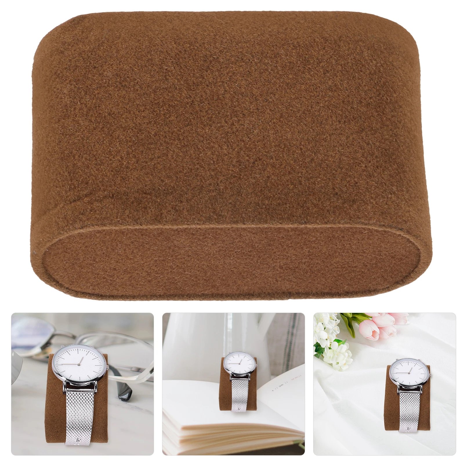 

6Pcs A3 Coffee Velvet Watch Pillows Display Cushions for Watches Bracelets Jewelry Storage Cases