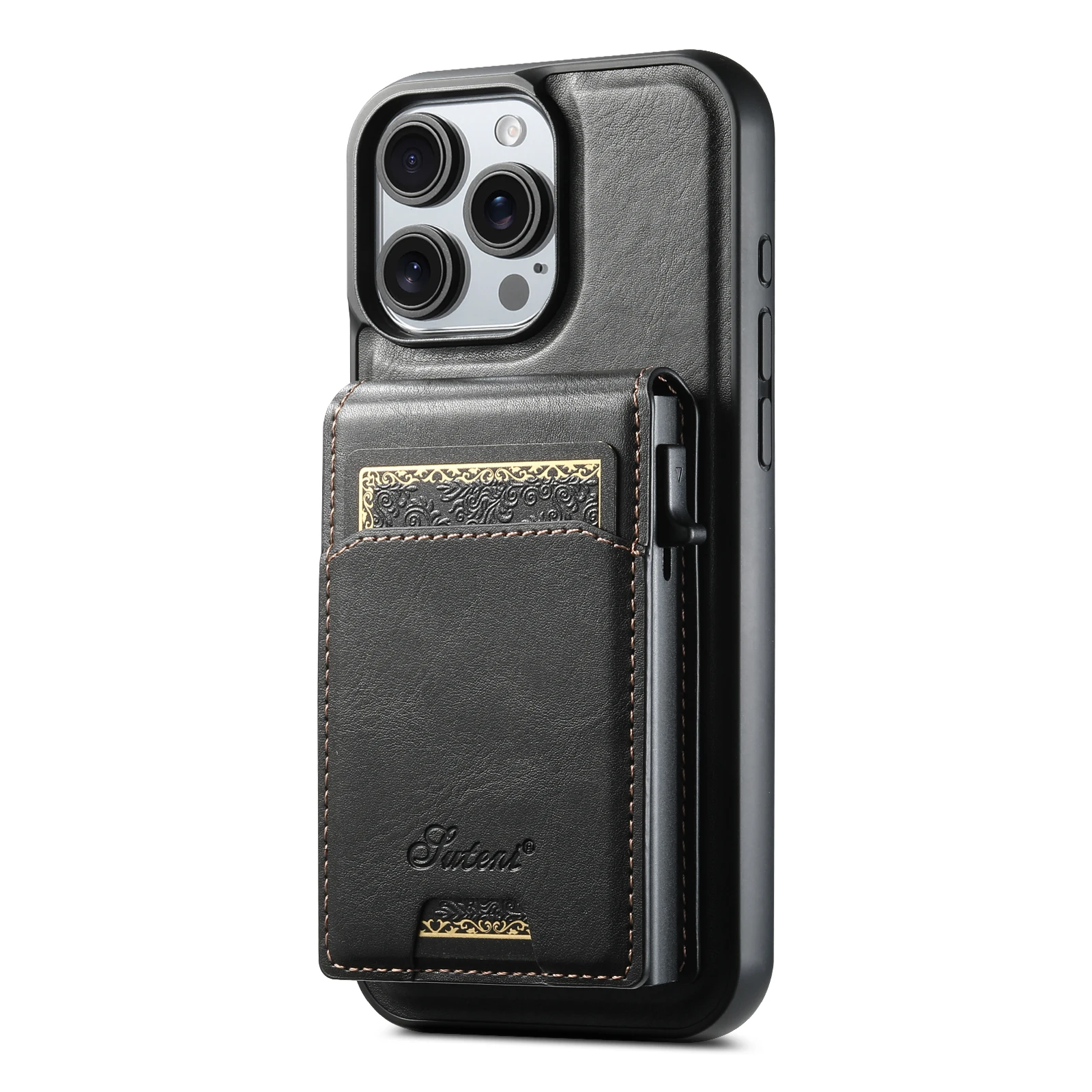 

Cards Holder Wallet Leather Case for iphone 17 Pro Max,17E,17 air Magnetic Card Slot Cover Stand Case