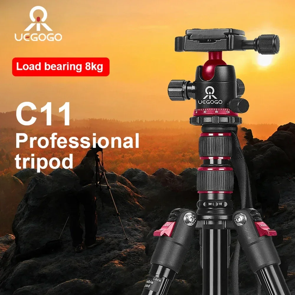 UEGOGO C11 210cm Video Travel Tripod 360° Panorama Fluid Drag Pan Max Load 8KG Professional Tripe for DSLR Camera Photography