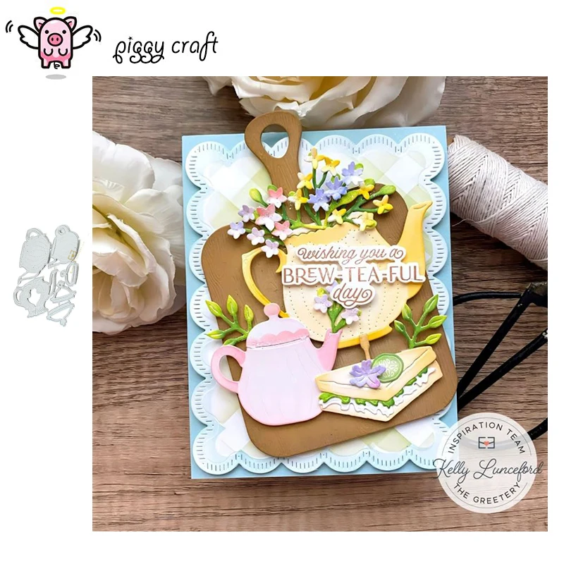 Piggy Craft metal cutting dies cut die mold Tea kettle decoration Scrapbook paper craft knife mould blade punch stencils dies