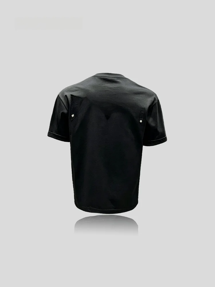 

IT 2026 Summer New Fashion Letter Patchwork Embroidery Heavyweight Washed Vintage Rivet Short Sleeve Men's Shirt