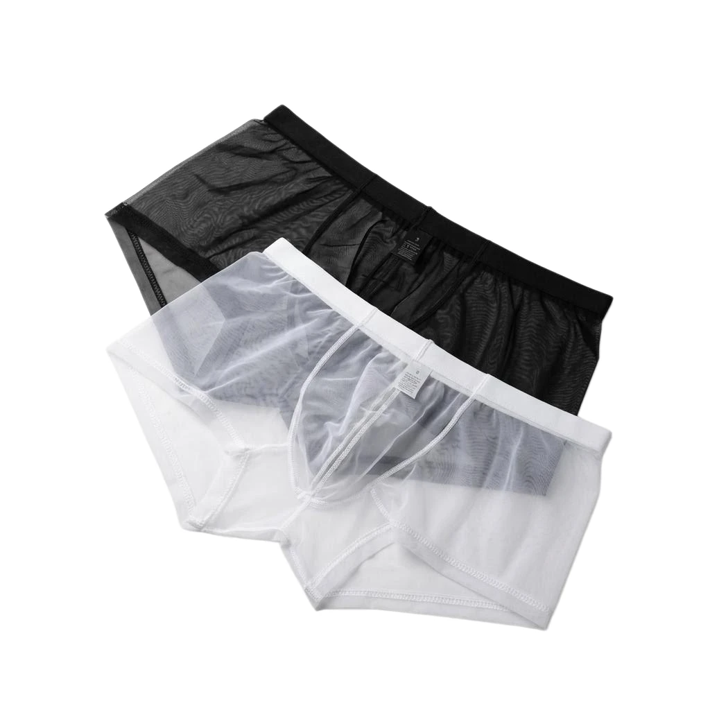 Men's See Through Mesh Underwear, Transparent, Sexy, Breathable, Comfortable, Short Shorts, Available in Black and White Colors