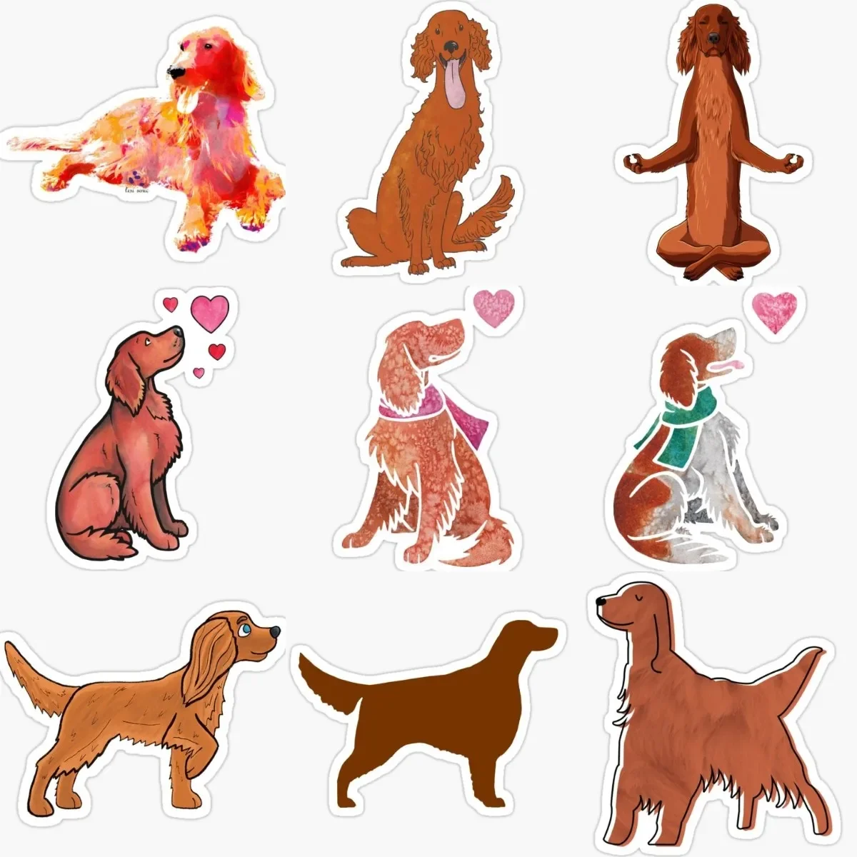 

Catoon Irish Setter Dog Creative Sticker Accessories Van Bike Wall Laptop Car Window Glass Room Truck Decals Customizable